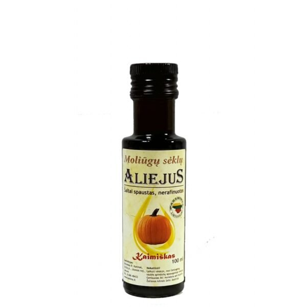 Moliūgų sėklų aliejus, šalto spaudimo (100 proc. natūralus, spaustas ąžuolinėje statinėje)