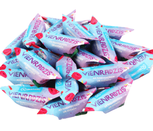 Saldainiai "Skriveru Karvutė" su rabarbarais ir avietėmis